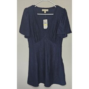 NWT Michael Kors Womens Midnight Blue Floral Lace Dress Size M